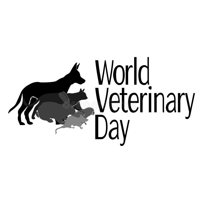 World Veterinary Day, Silhouettes of Various Animals, for a Postcard or