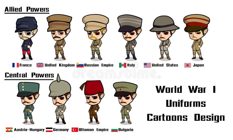 World War 1 Uniforms Cartoons Design Stock Vector - Illustration of  historic, design: 245994194