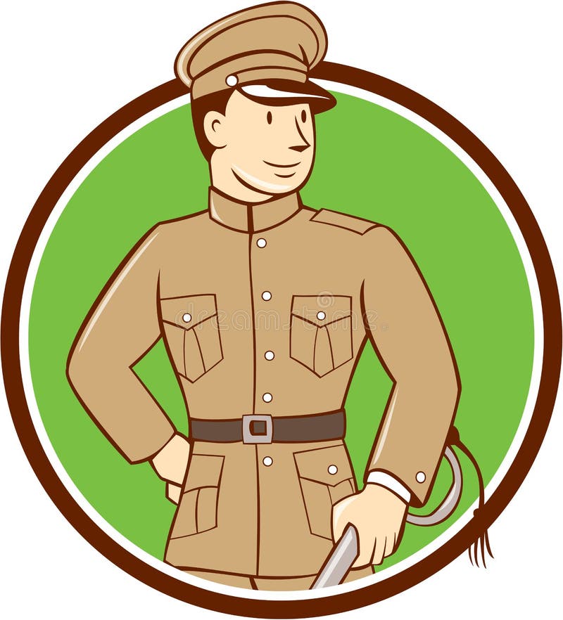 World War One British Officer Circle Cartoon