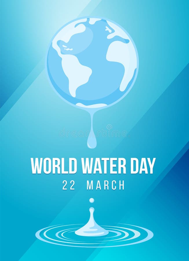 World water day banner with world of drop water and effect water on blue background vector design royalty free illustration