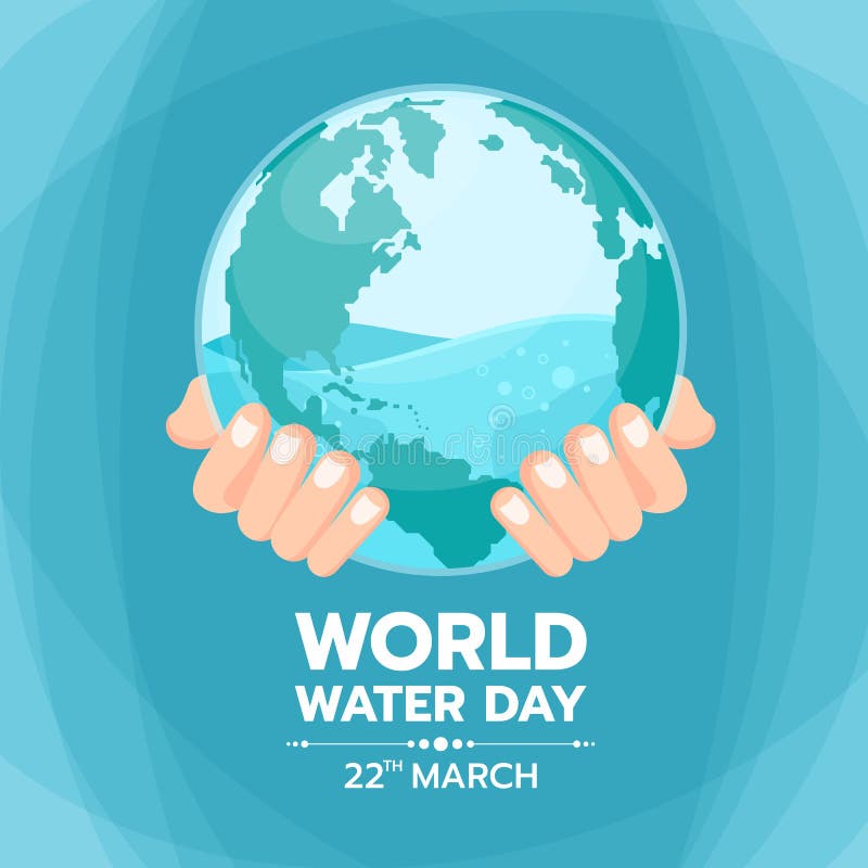 World water day banner with hand hold water in circle world glass vector design stock illustration