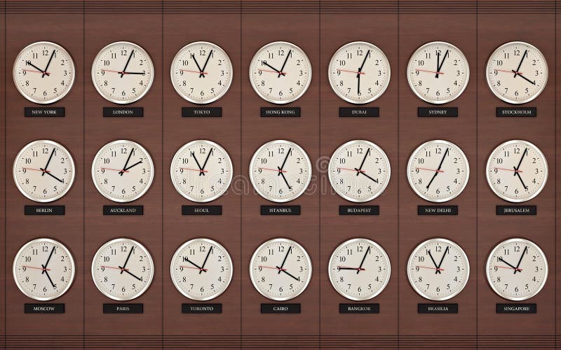 Time Zone Business World Clock Stock Photo - Image Of Bangkok, Berlin:  191462236