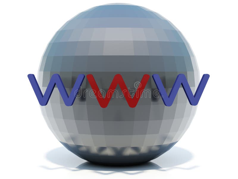 World wide web on sphere. World wide web computer illustrations