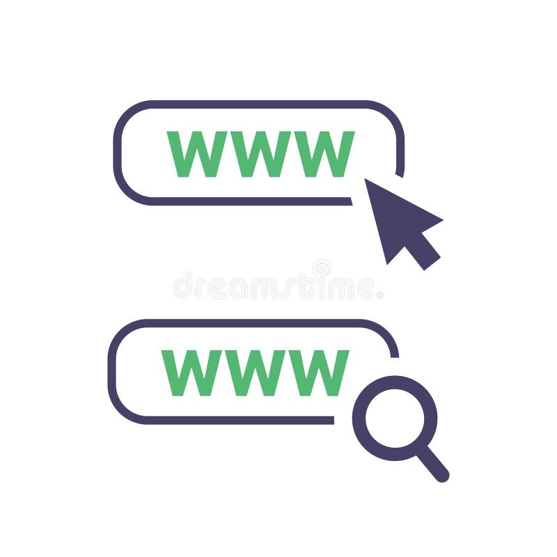 World wide web icon in trendy outline style design. Vector graphic illustration. Click on url, search url stock illustration