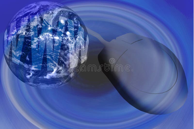 Blue World Wide Web - Internet With Globe And Mouse. World wide web computer illustrations