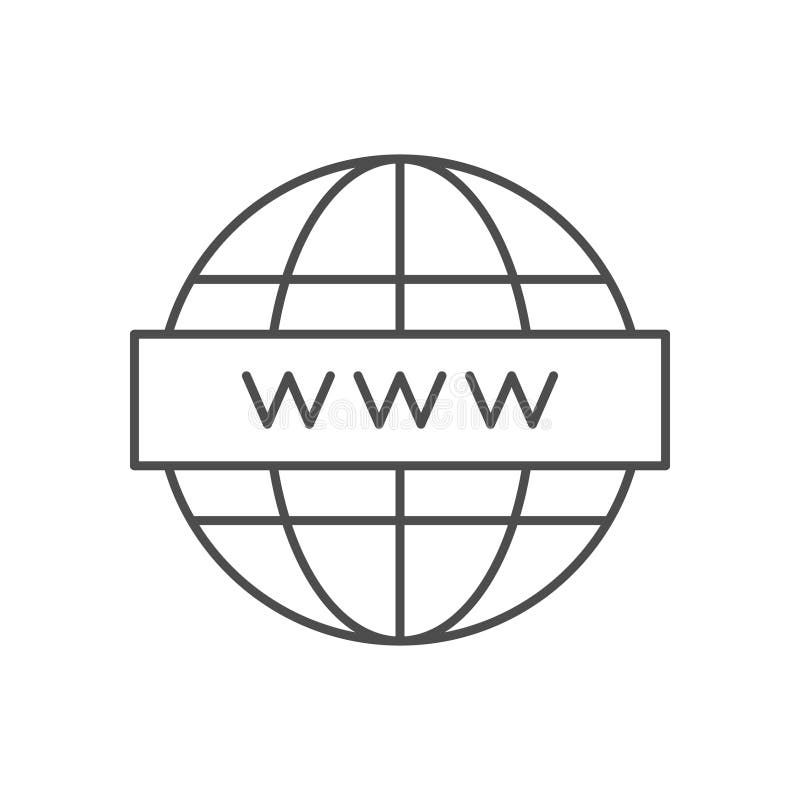 World wide web line icon. Isolated on white. Internet, www, online communication, browser, computer. Vector illustration. World wide web computer vectors