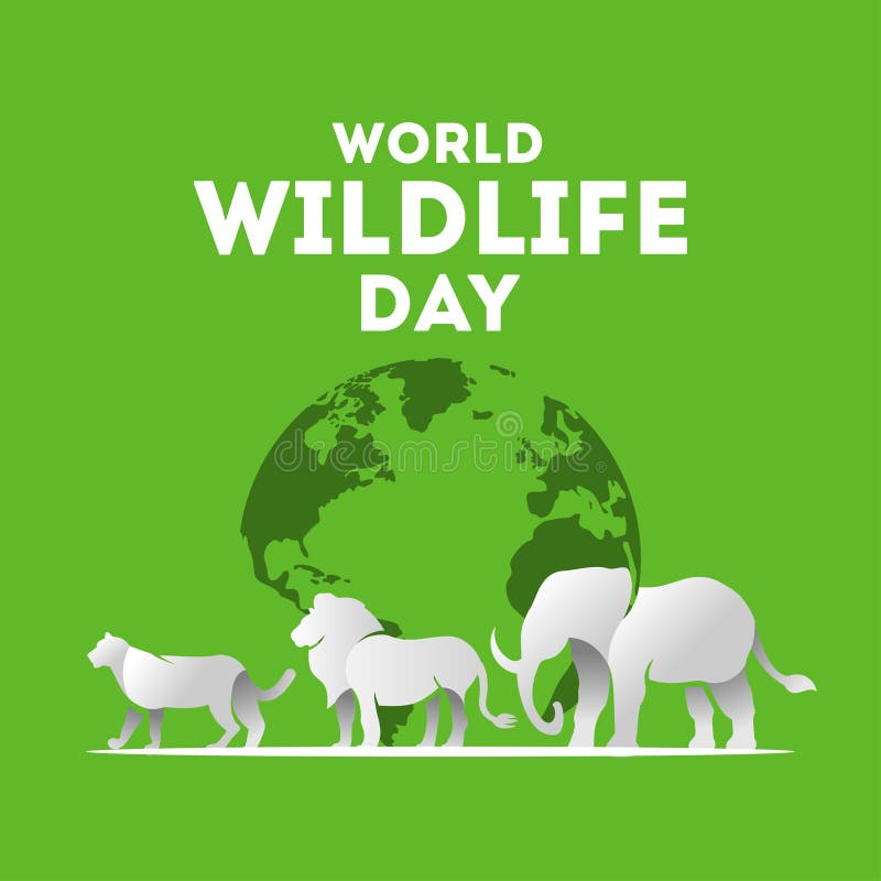 World Wildlife Day Vector Design for Banner or Background Stock