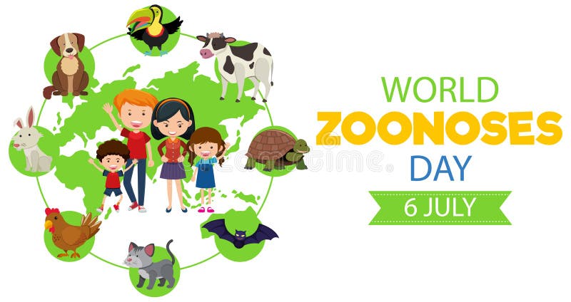 World zoonoses day banner design stock illustration