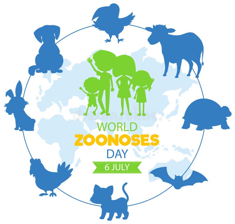 World zoonoses day on 6 July banner design vector illustration