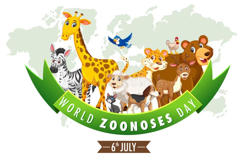 World zoonoses day on 6 July bannner design royalty free illustration