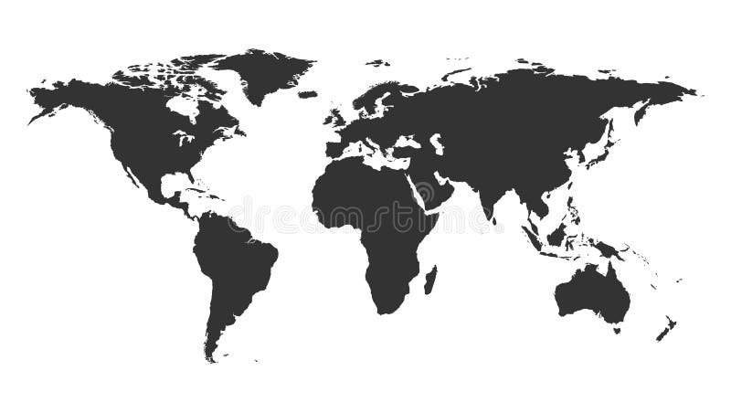Worldmap backgound template. Isolated map of the world silhouette stock illustration