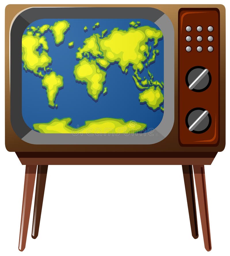 Worldmap på televisionskärmen vektor illustrationer Worldmap på televisionskärmen vektor illustrationer