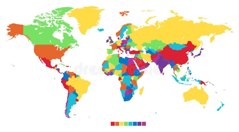 Worldmap in regenboogkleuren stock illustratie Worldmap in regenboogkleuren stock illustratie