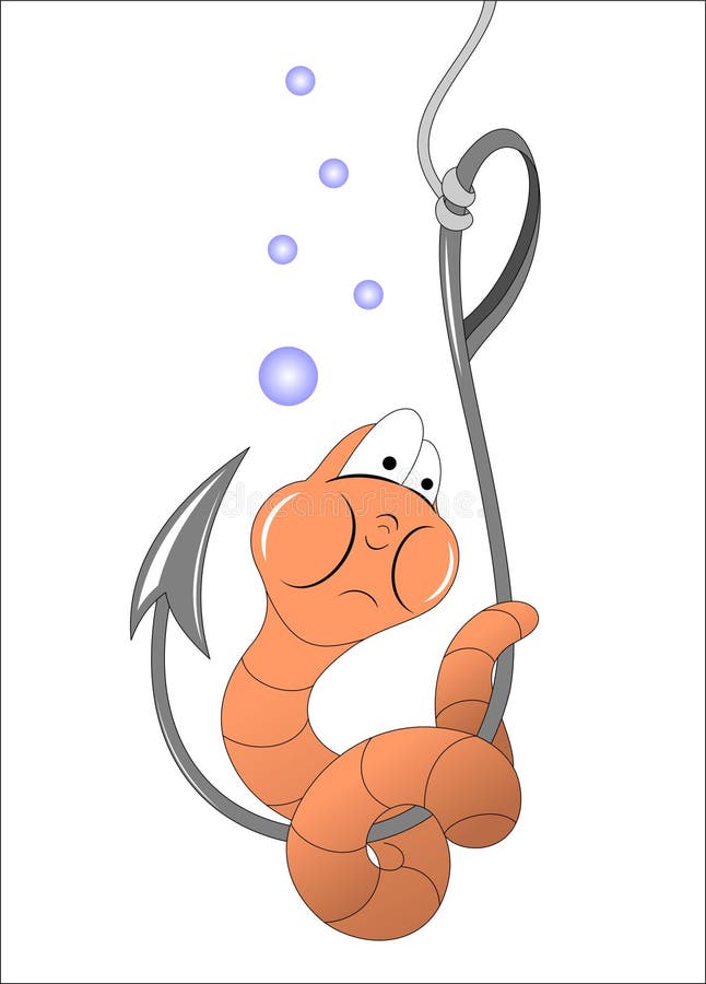 Worm on a Hook, Bait for Catching Fish Stock Vector - Illustration of  decoy, smile: 269833432