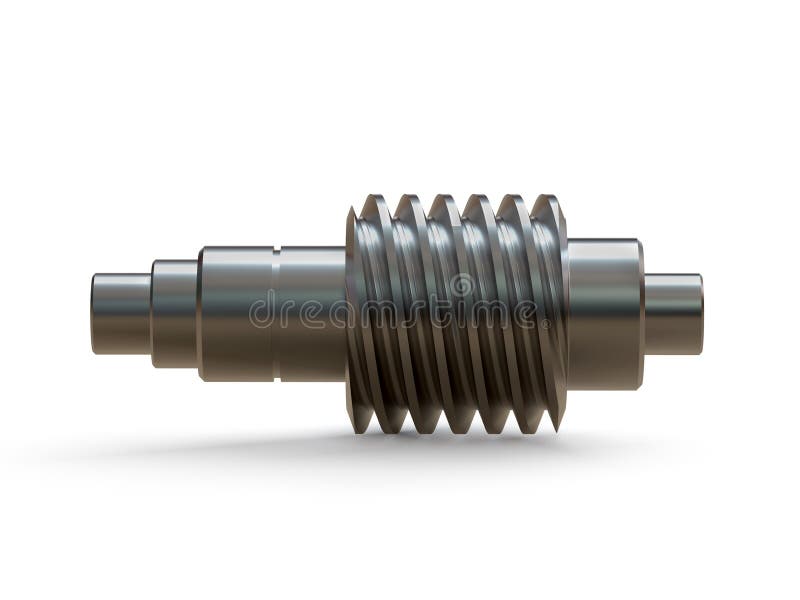 Worm Shaft with Bearings. Wormgear. 3D Rendering. Stock Illustration