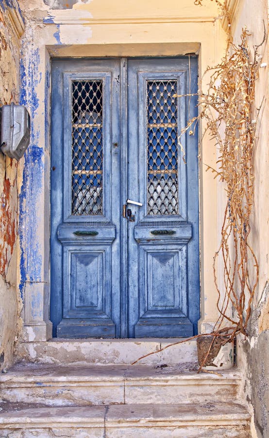 Worn blue door