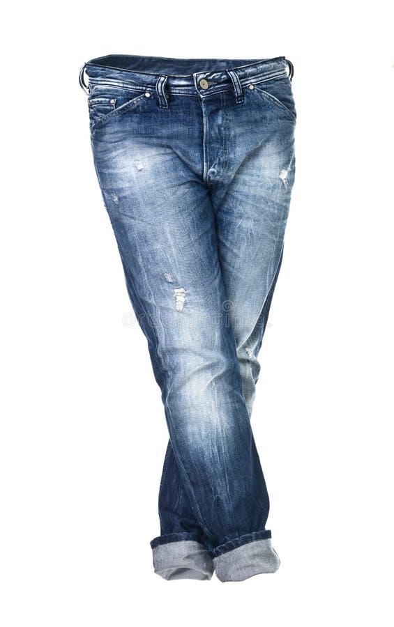 Worn blue jeans isolated