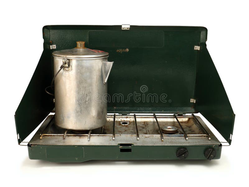 Worn Camping Stove and Coffee Pot Stock Photo Image of worn, weight