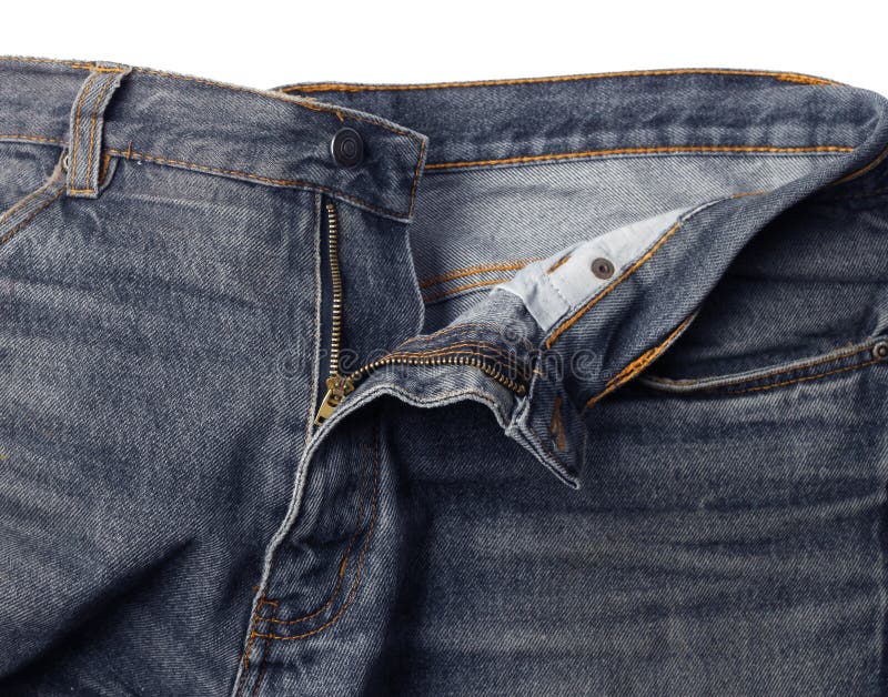 Worn jeans zip half open stock image. Image of stitch 23248275