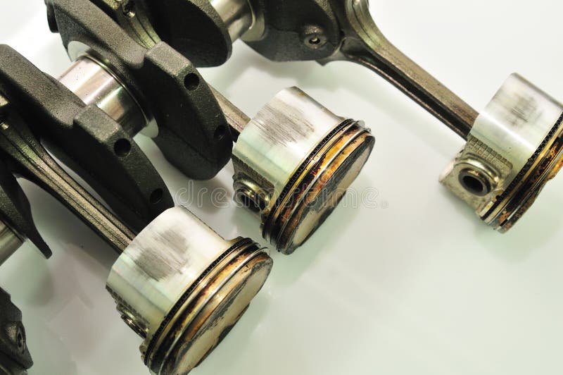 Worn Pistons. stock photo. Image of four, chrome, machinery 36335840