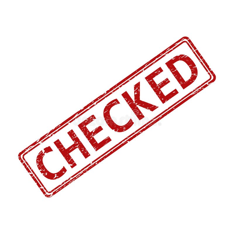 Worn Stamp Impression with the Words CHECKED Stock Vector