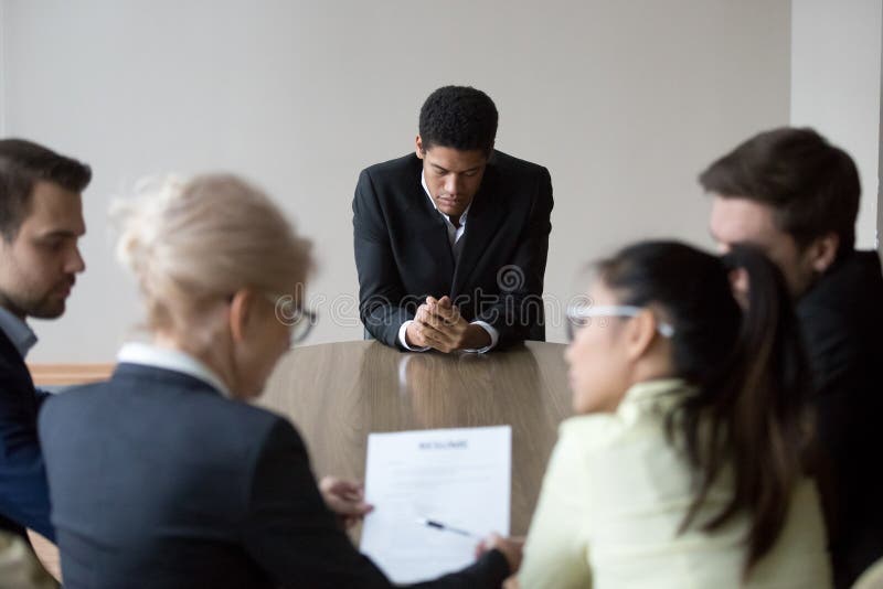 Worried black applicant feel nervous waiting for employer decisi stock photography Worried black applicant feel nervous waiting for employer decisi stock photography