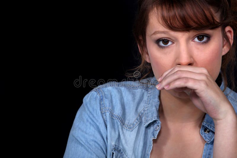 Worried brunette stock photos