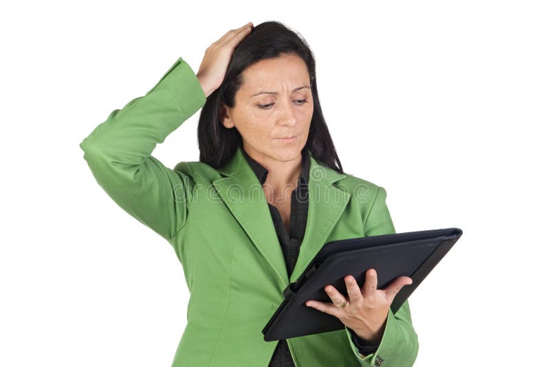 Worried businesswoman reading royalty free stock images