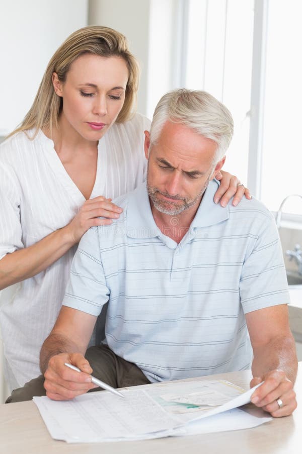 Worried Couple Working Out Their Finances Stock Photo Image of abode
