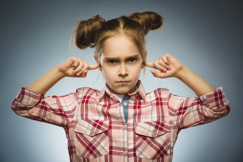 Worried Girl Covering Her Ears Observing Hear Nothing Stock Image Image Of Action Dismay 