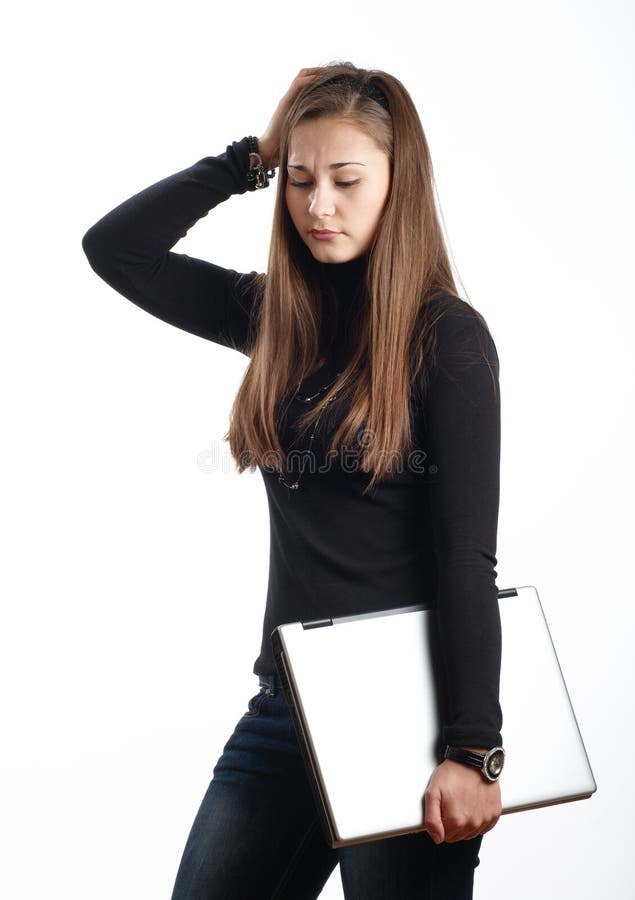 Worried student girl