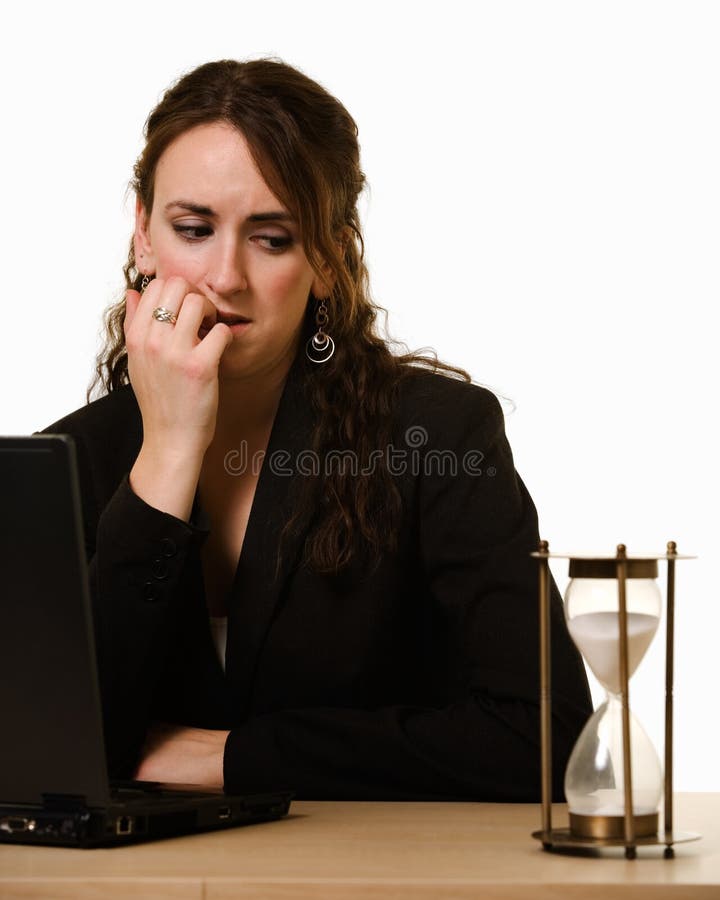 Worried woman Watching the clock