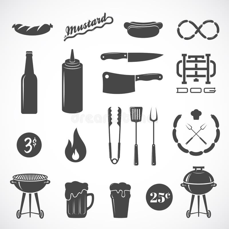 Worst Vector Vlakke Pictogrammen en Ontwerpelementen stock illustratie Worst Vector Vlakke Pictogrammen en Ontwerpelementen stock illustratie