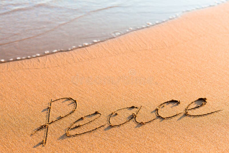 Wort-Frieden auf Sand