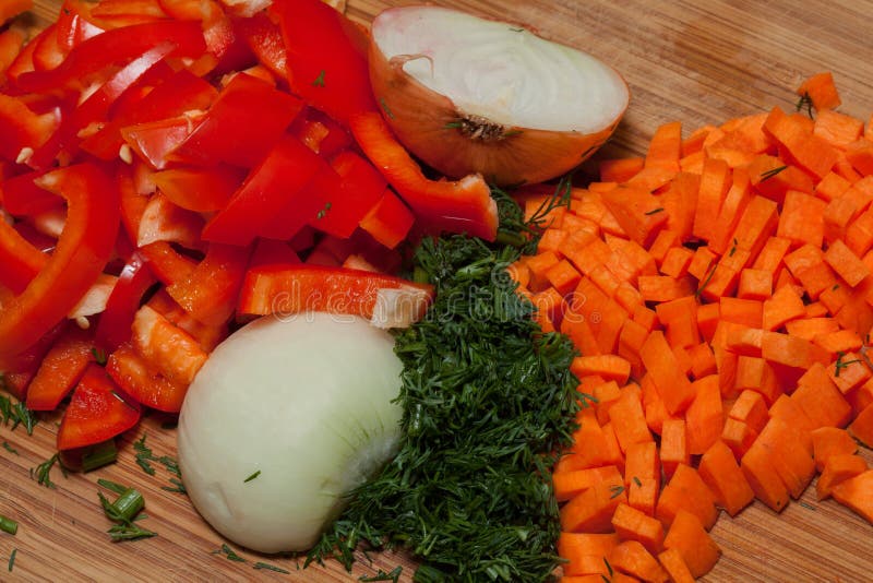 Wortel, dille, ui en paprika's stock afbeelding Wortel, dille, ui en paprika's stock afbeelding
