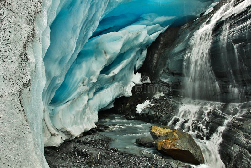Worthington lodowiec drogowym pobliskim St Elias NP, Alaska fotografia stock