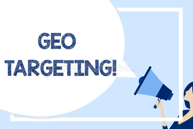 Wortschreibenstext Geo-Anvisieren Gesch? ftskonzept f? r Methode der Bestimmung des geolocation eines Websitebesuchers enorm stock abbildung