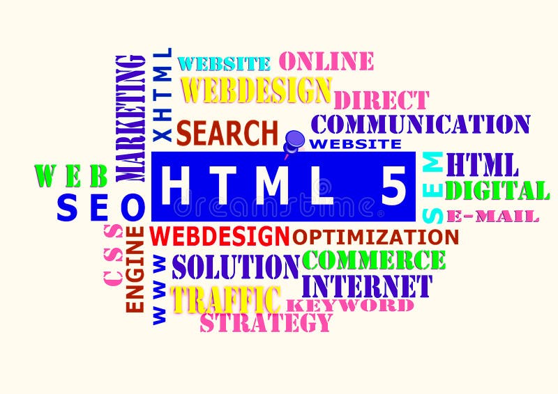  Wortwolke HTML 5 lizenzfreie abbildung