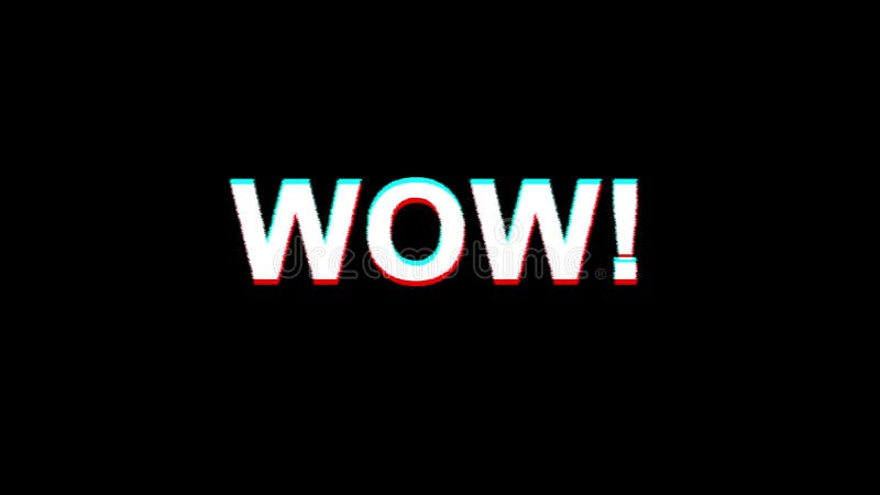 WOUAH! Animation de boucle de la déformation 4K de Digital TV des textes d'effet de problème illustration stock