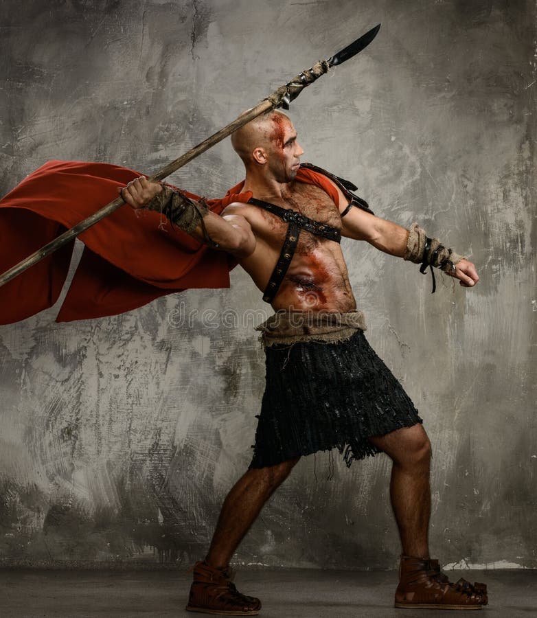 Wounded Gladiator with Spear Stock Image - Image of armour, empire ...