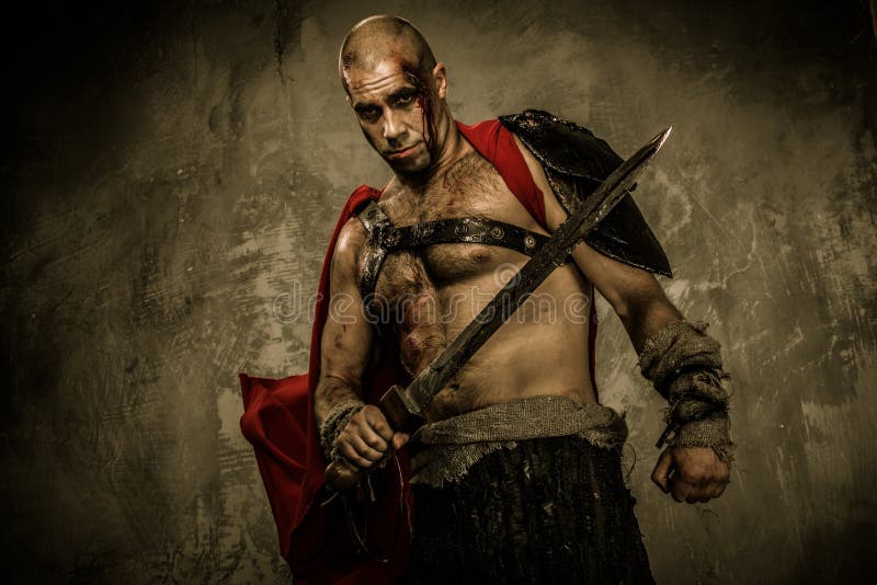 Wounded Gladiator with Sword Stock Image - Image of historical, power ...