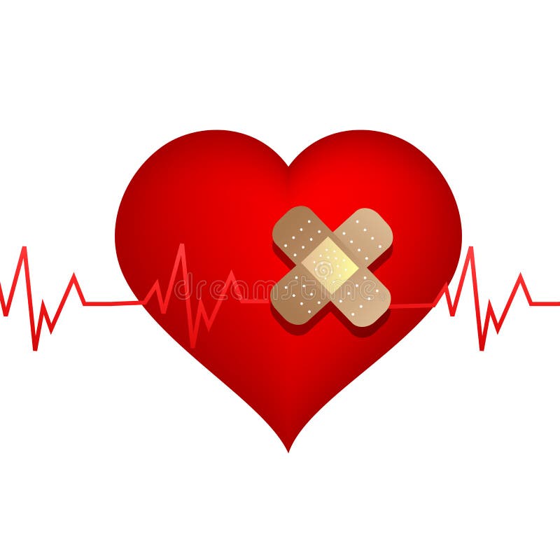 Wounded heart with bandage vector illustration Wounded heart with bandage vector illustration
