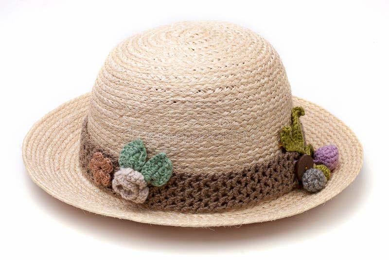 Woven hat decorated isolate on white background