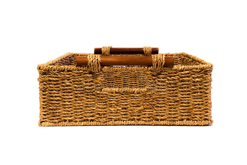 Square Wicker Basket on White Side View Stock Image Image of handmade