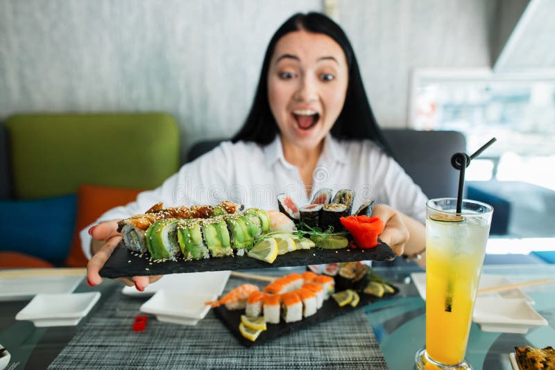 Wow, Its Tasty. Close Up of Excited Brunette Asian Woman Happy To Have ...