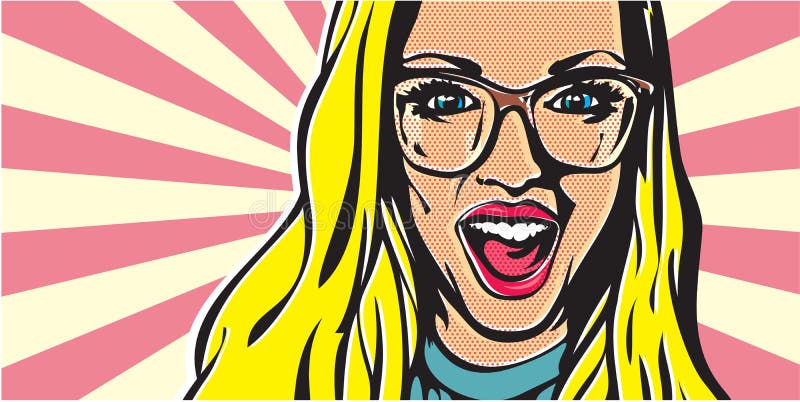 Wow Woman. Pop Art Surprised Blond Woman Face with Open Mouth. Woman ...