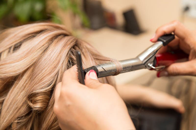 Wrap Hair Curling in a Beauty Salon Stock Image Image of beautician