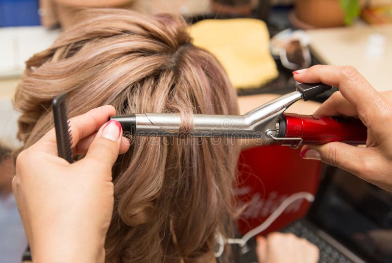 Wrap Hair Curling in a Beauty Salon Stock Photo Image of people