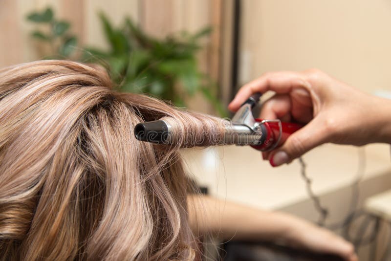 Wrap Hair Curling in a Beauty Salon Stock Image Image of people