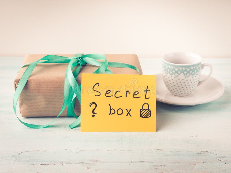 Wrapped surprise birthday holiday gift box and coffee royalty free stock image Wrapped surprise birthday holiday gift box and coffee royalty free stock image
